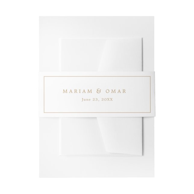 Cintas Para Invitaciones Elegant Minimalist Border Gold Wedding (Anverso Ejemplo)