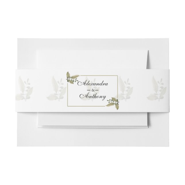 Cintas Para Invitaciones Elegant Minimalist Greenery Wedding Invitation (Anverso Ejemplo)