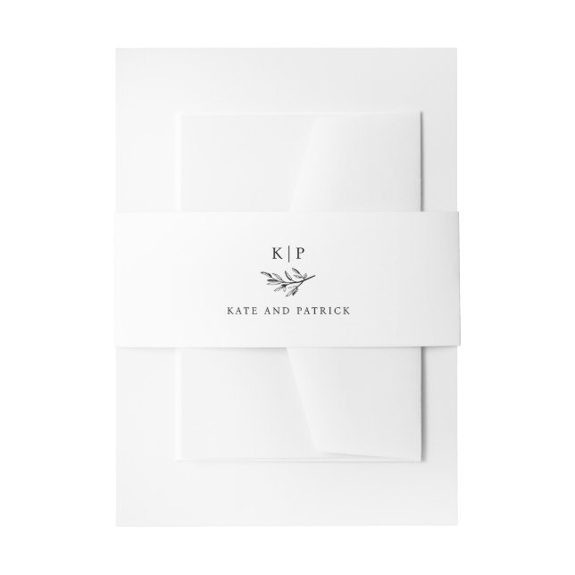 Cintas Para Invitaciones Elegant Monogram Greenery Leaves Wedding (Anverso Ejemplo)