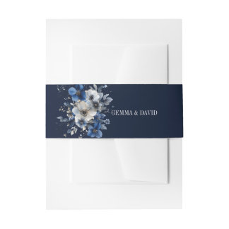 Cintas Para Invitaciones Elegant Navy Blue Floral