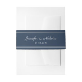 Cintas Para Invitaciones Elegant Navy Blue Script Wedding