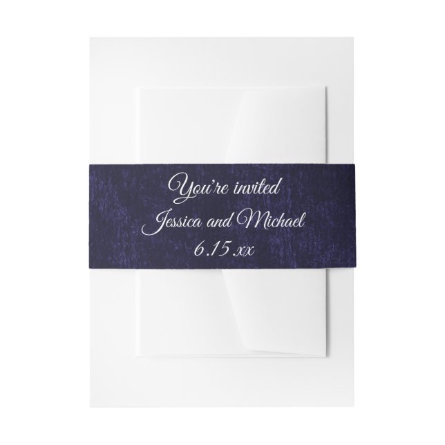 Cintas Para Invitaciones Elegant Navy Blue Velvet Wedding (Anverso Ejemplo)