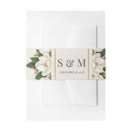Cintas Para Invitaciones Elegant Neutral Magnolia Floral Wedding