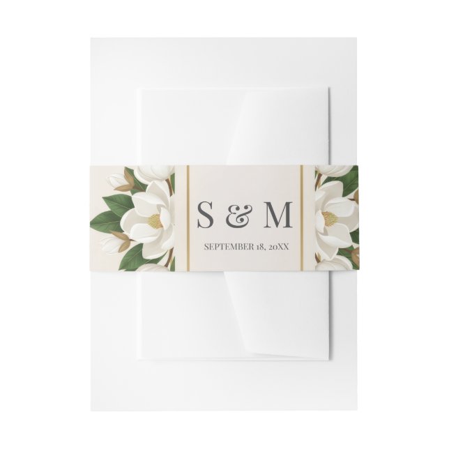 Cintas Para Invitaciones Elegant Neutral Magnolia Floral Wedding (Anverso Ejemplo)