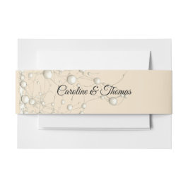 Cintas Para Invitaciones Elegant Pearl Gold Script Wedding Romantic Pearls