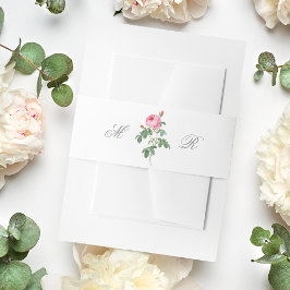 Cintas Para Invitaciones Elegant Pink French Rose Calligraphy Wedding