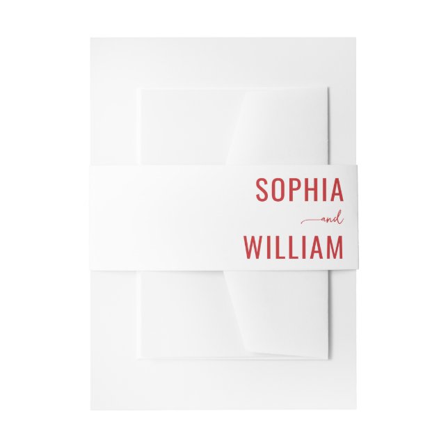 Cintas Para Invitaciones Elegant Red Typographic Names (Anverso Ejemplo)
