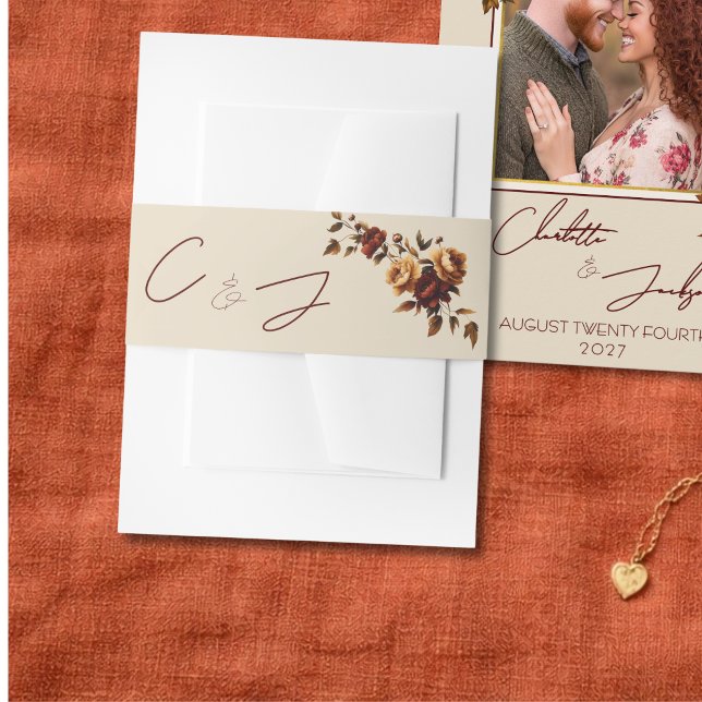 Cintas Para Invitaciones Elegant Romantic Rusty Rose Autumn Wedding (Subido por el creador)