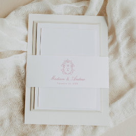 Cintas Para Invitaciones Elegant Rose Chinoiserie Crest Monogram Wedding
