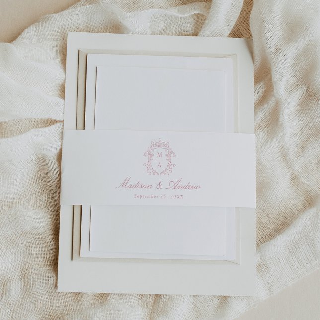 Cintas Para Invitaciones Elegant Rose Chinoiserie Crest Monogram Wedding (Subido por el creador)
