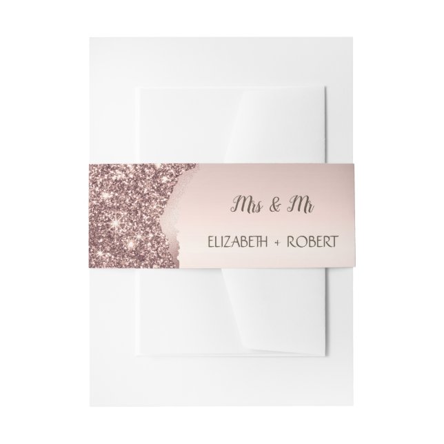 Cintas Para Invitaciones Elegant Rose Gold Glitter Script  (Anverso Ejemplo)