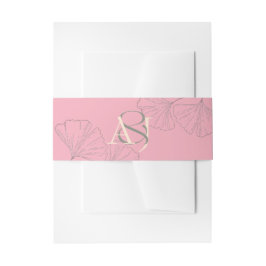 Cintas Para Invitaciones Elegant Rose Pink & Sage Green Ginkgo Wedding