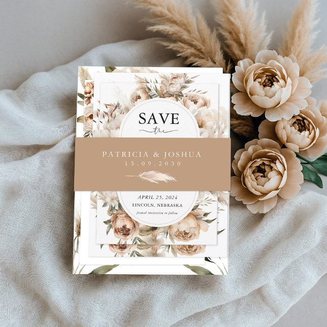 Cintas Para Invitaciones Elegant Rustic Boho Wedding Invitation Belly Band (Subido por el creador)