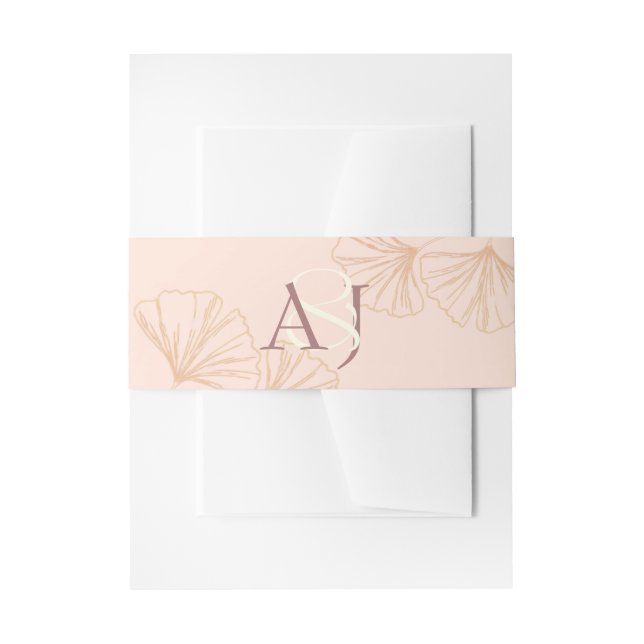 Cintas Para Invitaciones Elegant Sage Green & Rose Pink Ginkgo Wedding (Anverso Ejemplo)
