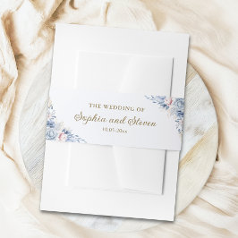 Cintas Para Invitaciones Elegant Sapphire & Ivory Floral Wedding Invite