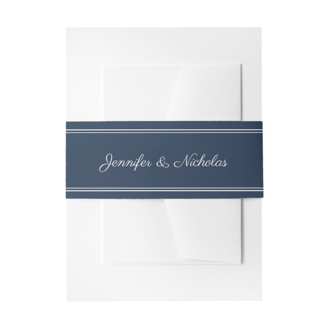Cintas Para Invitaciones Elegant Script Navy Bue Wedding (Anverso Ejemplo)