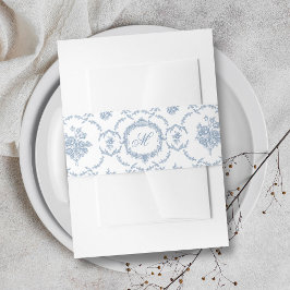 Cintas Para Invitaciones Elegant Vintage Blue Toile Monogram Wedding