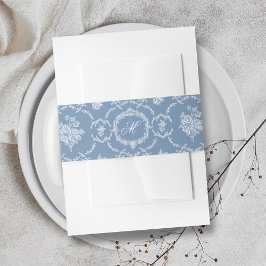 Cintas Para Invitaciones Elegant Vintage Blue Toile Monogram Wedding