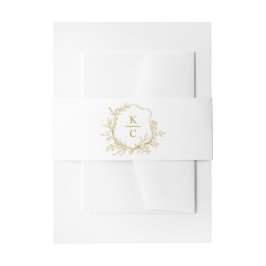 Cintas Para Invitaciones Elegant Vintage Crest Gold Botanical Wedding