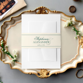 Cintas Para Invitaciones Elegant Vintage Emerald & Ivory Old Money Wedding