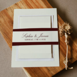 Cintas Para Invitaciones Elegant Vintage Ivory Dark Burgundy Wedding