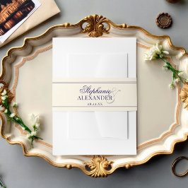 Cintas Para Invitaciones Elegant Vintage Navy Blue Ivory Old Money Wedding