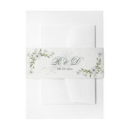 Cintas Para Invitaciones Elegant White Floral Wedding Monogram