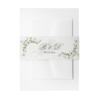 Cintas Para Invitaciones Elegant White Floral Wedding Monogram