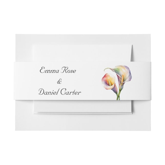 Cintas Para Invitaciones Elegante acuarela Calla Lilies Romántico Floral (Anverso Ejemplo)