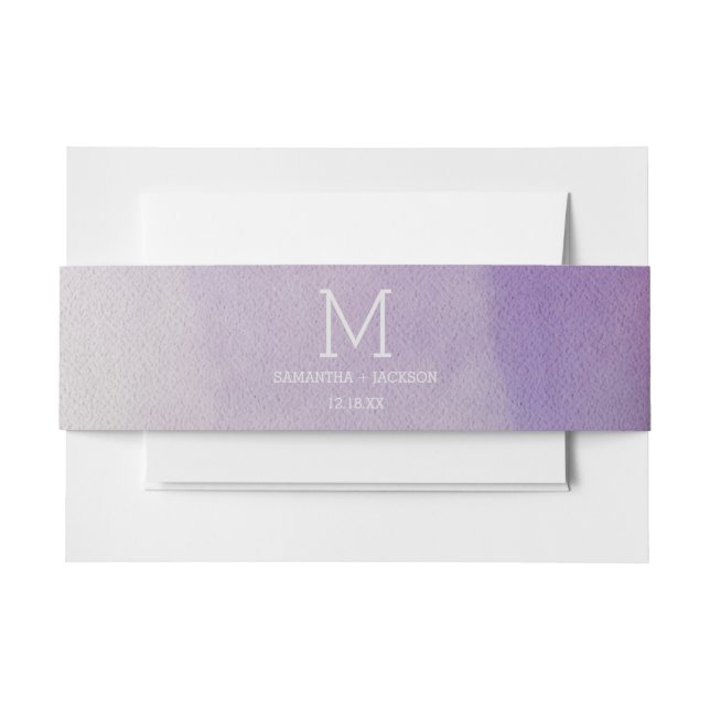 Cintas Para Invitaciones Elegante acuarela en monograma Boda orquídea (Anverso Ejemplo)