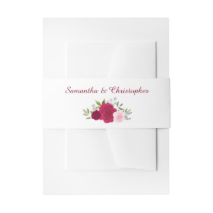 Cintas Para Invitaciones Elegante acuarela Floral Magenta y Boda rosa