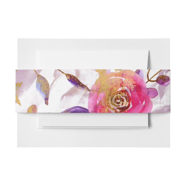 Cintas Para Invitaciones Elegante acuarela floral rosa y blanco (Anverso Ejemplo)