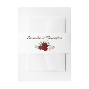 Cintas Para Invitaciones Elegante acuarela Floral Roses Rojos Boda