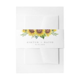 Cintas Para Invitaciones Elegante acuarela Invitación a la boda de girasol