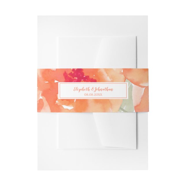 Cintas Para Invitaciones Elegante acuarela Peach Peonies Boda Floral (Anverso Ejemplo)