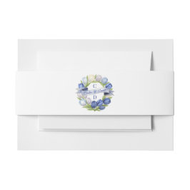 Cintas Para Invitaciones Elegante acuarela Tulip Wreath Boda Marfil Azul