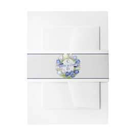 Cintas Para Invitaciones Elegante acuarela Tulip Wreath Boda Marfil Azul