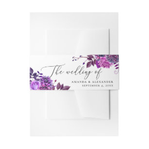 Cintas Para Invitaciones Elegante acuarela violeta violeta boda floral