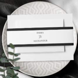Cintas Para Invitaciones Elegante Ampersa de Boda y Caligrafía Borde Negro