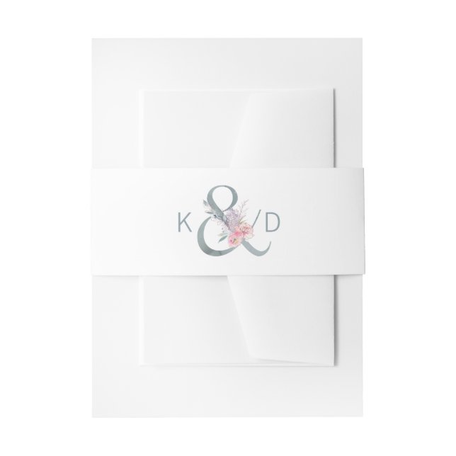 Cintas Para Invitaciones Elegante Ampersand Floral con Boda de Iniciales (Anverso Ejemplo)