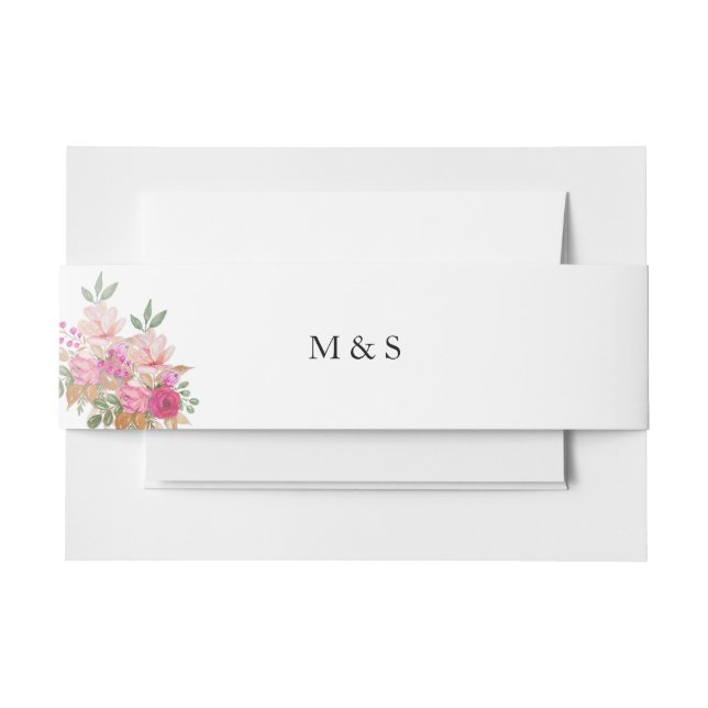 Cintas Para Invitaciones Elegante Arreglo Floral Arte de acuarela (Anverso Ejemplo)