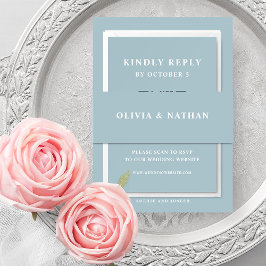 Cintas Para Invitaciones Elegante azul en polvo con texto blanco | BODA