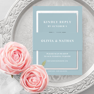 Cintas Para Invitaciones Elegante azul en polvo con texto blanco   BODA