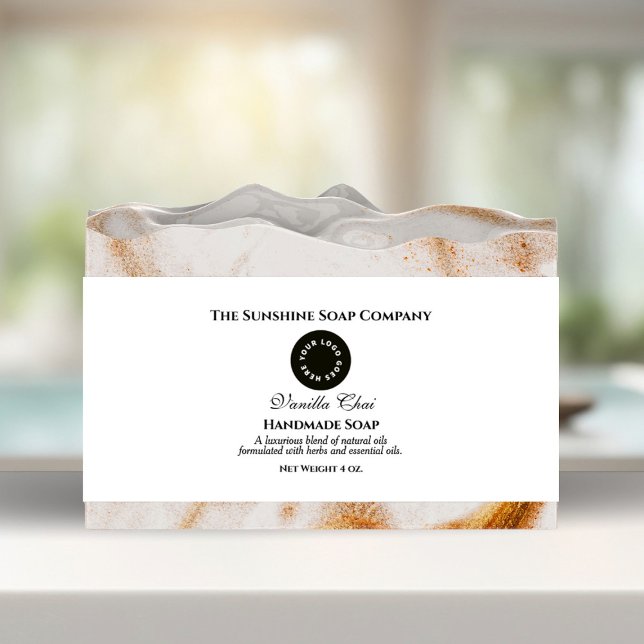 Cintas Para Invitaciones Elegante Banda Belly De Jabón Blanco Con Logo (Subido por el creador)