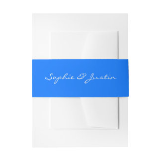 Cintas Para Invitaciones Elegante Banda de Boda en Azul Script