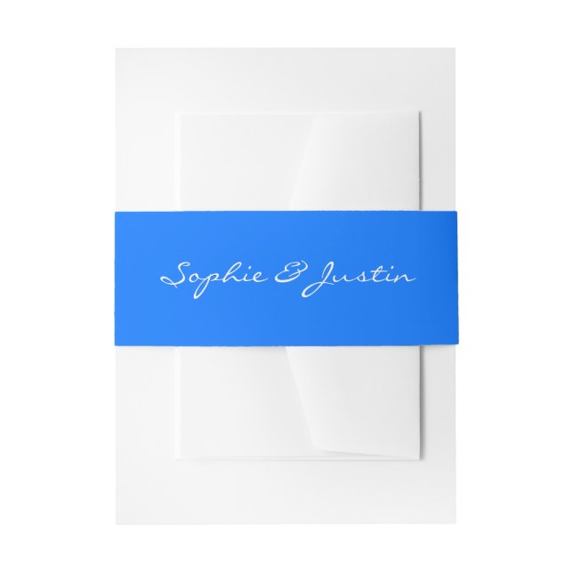 Cintas Para Invitaciones Elegante Banda de Boda en Azul Script (Anverso Ejemplo)