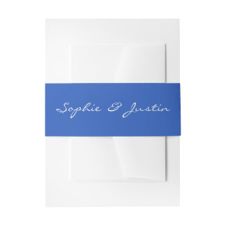 Cintas Para Invitaciones Elegante Banda de Boda en Azul Script
