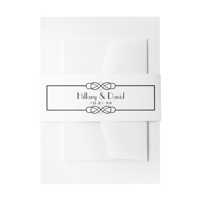 Cintas Para Invitaciones Elegante banda de vientre blanco y negro (Anverso Ejemplo)