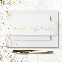 Cintas Para Invitaciones Elegante Banda de Vientre Clásica con Letra Dorada