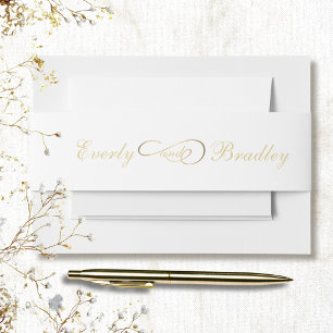 Cintas Para Invitaciones Elegante Banda de Vientre Clásica con Letra Dorada